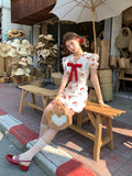 KYLETHOMASW  -  Summer Japanese Kawaii Party Dress Women Casual Sweet Cute Mini Dress Female Lace Korea V-Neck Fairy Slim One Piece Dress 2024