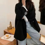 KYLETHOMASW  -  Laid-back Korean Style plus Size Women's Suit Jacket Casual Elegant Spring Autumn Long Fashionable Fibre Blend Fabric