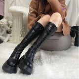 KYLETHOMASW  -  Footwear Lace-up Shoes For Woman Platform Women's Boots With Laces White Long Winter Knee High Shaft Sale Hot Stylish Goth