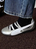KYLETHOMASW  -  Retro multi-color sports shoes, ballet shoes with elastic bands, round toe, flat bottom, shallow opening Mary Jane style women's