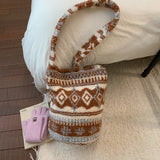 KYLETHOMASW  -  Lamb Wool Kawaii Vintage Harajuku Crossbody Bag Sweet Y2k Aesthetic All Match Handbags Casual Fashion Grunge Shoulder Bags Women