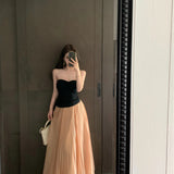 KYLETHOMASW  -  Elegant Mesh Skirt Set Women's Spring New A-Line Pleated Midi Long Skirt Two-Piece Set Fashionable Casual Summer Outfits