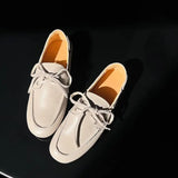 KYLETHOMASW  -  New Leather Flats Shoes Women's Loafers Round toe Vintage Suede Leather Ladies Casual British Style Flat Single Shoes