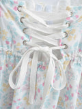 KYLETHOMASW  -  Babydoll design straps adjustable dress women eyelet lace underwire cups summer dress floral print ladies dress