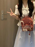 KYLETHOMASW  -  Sweet Kawaii Girls Dots Mini Backpacks Women Y2k Aesthetic Plaid Shoulder Crossbody Bags Fashion Transparent Handbags for Gifts