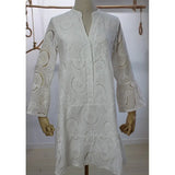 kylethomasw Summer Hollow Lace Casual Dress Women V-neck Loose Embroidery Sexy Dress Woman Elegant Vintage Beach White Dresses Vestido