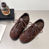 KYLETHOMASW  -  Leopard Print Women's Autumn Sneakers Fashion Splicing Flat Heel Vulcanized Shoes Female Lace-Up Non-Slip Leather Casual Shoes