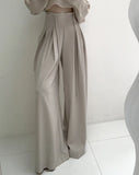 KYLETHOMASW  -  Early New Product Retro Temperament Drawstring Design Sense High Waist Hanging Sense Casual Mopping Pants Wide Leg Pants