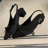 KYLETHOMASW  -  New Summer Butterfly-kont Buckle Strap Pumps Women Square Low Heels Shoes Spring Fashion Sandalias De Mujer