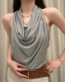 KYLETHOMASW  -  Sexy Knitted Backless Vest Women's Summer Design Unique Knot Exposure Back Outerwear Cotton Polyester Blend Breathable