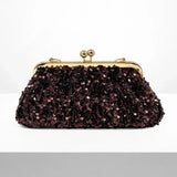 KYLETHOMASW  -  Vintage Lace Kiss Lock Clutch Bag Women Gold Metal Frame Chain Strap Evening Wedding Party Elegant Mini Shoulder Hand Purse