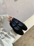 KYLETHOMASW  -  Sweet Butterfly Knot Stripe Design Mary Jane Shoes Women Comfortable Suede Elastic Band Casual Flats Elegant Brand Designer Shoe