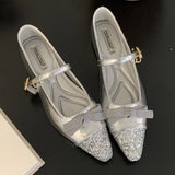 Kylethomasw Bling Butterfly-knot Mary Jane Shoes Women Elegant Fashion Flat Shoes Shallow Comfort Increased Internal Brand Dress Shoes Women