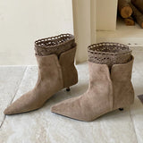 KYLETHOMASW  -  Sexy Pointed-Toe Faux Suede Ankle Boots Women Elegant Stiletto Heels for Ladies Fall/Winter Comfortable Women Shoes Botas Mujer