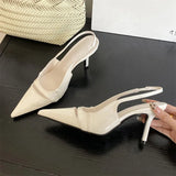 KYLETHOMASW  -  Design Hollow Out Pointed Toe Women Pumps Street Style Thin Low Heels Street Style Sexy Stripper Sandals Shoes
