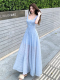 KYLETHOMASW  -  Women Clothes Sweet Sheer Sexy Tank Low Cut Slim Long A-Line Dress Elegant Lady Party Birthday Vestidos Robe Beach Casual Korean