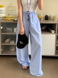 KYLETHOMASW  -  Korean Chic Summer Age Reducing Temperament Elastic Waist Drawstring Loose Versatile Striped Casual Pants Floor Women