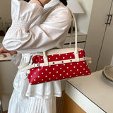 KYLETHOMASW  -  Korean Style Polka Dot Small PU Leather Top Handle Bag Ladies Contrast Color Shoulder Crossbody Bags New Trend Handbag
