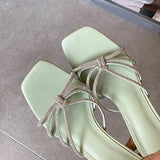 KYLETHOMASW  -  Party Sexy Ladies High Heels Pumps Slides Shoes Female Slip On Footwear Luxury Fashion Rhinestones Women Thin Heels Shoes