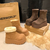 KYLETHOMASW  -  Winter Furry Women Warm Cotton Snow Boots Comfort Shoes Concise Platform Thick Bottom Short Botas De Mujer