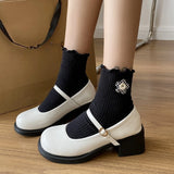 KYLETHOMASW  -  New Autumn Women Mary Jane Shoes Simple Glossy PU Ladies Causal Uniform Low-heeled Shoes Fashion Versatile Lolita Women's Pumps