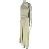 KYLETHOMASW  -  New Women's Maxi Dresses Summer Solid Sexy Sleeveless Off Shoulder Casual Slim Dress High Street Fashion Club Lady Folds Dresses