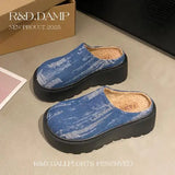 KYLETHOMASW  -  Female Shoes Cover Toe House Slippers Platform Winter Footwear Luxury Slides Fur Flip Flops Loafers 2025 Soft Designer Plush