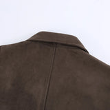 KYLETHOMASW  -  Fashion Lapel Collar Zipper Jacket Women's Casual Solid Suede Full Sleeve Coat 2025 Lady Autumn Chic High Street Outwear