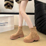 KYLETHOMASW  -  Women Chelsea Ankle Boots Autumn 2025 Suede Snow Short Botas Platform Mid Heels Women Shoes Designer Brand Casual Sport Boots