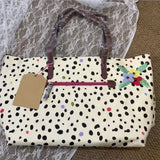 KYLETHOMASW  -  Japanese Retro Polka Dot Floral Tote Bag Women Print Large Capacity Shoulder Bag Ladies Harajuku Everyday Versatile Handbag Chic
