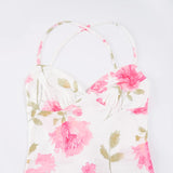 KYLETHOMASW  -  Vacation Floral Printed Slip Dress Elegant Women Spring Summer Backless Dress Beach Holiday Date Outfit Valentine's Day