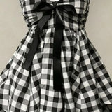 KYLETHOMASW  -  Plaid Dresses for Women Y2k Spring Summer Japanese Style Vintage Vestidos Mujer Bows Sleeveless Elegant Sexy Mini Dress