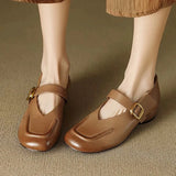 KYLETHOMASW  -  Strange Low Heels Flats Woman Buckle Strap Mary Janes Round Toe Flats Loafers Femme Slip On Barefoot Mocassines Mujer Boat Shoes