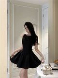 KYLETHOMASW  -  Korean Elegant Romantic Pearl Chain Backless Lace up Princess Mini Dresses Sweet A Line Dress Birthday Evening Party Clothes
