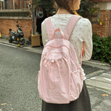KYLETHOMASW  -  Women's Drawstring Ruched Lightweight Backpack Minimalist Casual Aesthetic Daily Simple Solid Color School Bag New Trend