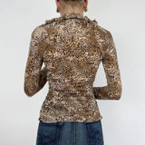 KYLETHOMASW  -  Autumn new retro leopard print long sleeved T-shirt with European and American round neck tight bottom top