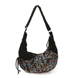 KYLETHOMASW  -  Women's Silver Sequin Crossbody Bag Drawstring Design Shiny Party Evening Casual Shoulder Bag Fashion Sparkly Handbag