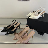 KYLETHOMASW  -  New Fashion Butterfly-kont Patent Leather Women Pumps Shoes Sexy Thin High Heels Pointed Toe Striptease Sandals