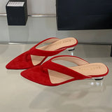 KYLETHOMASW  -  New In Fashion Pointed Toe Women Wedges Slippers Female Flip flops Slides Ladies Low Heel Wedges Slippers Sandals Shoes Pumps