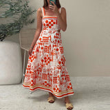 KYLETHOMASW  -  Casual Summer Pattern Print Beach Suspender Dress New Fashion Hollow Waist Bohemian Dress Elegant Women Sleeveless Party Dress
