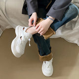 KYLETHOMASW  -  Vintage Chunky Sneakers for Women Y2K Thick Soled Sandals Sports Shoes Casual Hollow Out Lace-Up Trendy Couple Shoes Black White