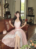 KYLETHOMASW  -  Summer Women Fairy Irregular Princess Dress Spaghetti Strap Lace Patchwork Party Dress Backless Feminine Hotsweet Girl's Dresses