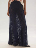 KYLETHOMASW  -  Women Skirt High Waist Lace Hollow Jacquard Asymmetric Long Skirt Downtown Leisure Outing Casual Fashion Summer New