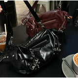 KYLETHOMASW  -  Korean Brand Women's Shoulder Bag Retro Rivet Underarm Bag 2025 Zipper Design Motorcycle Bag High Quality Large Capacity Handbag