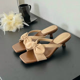 KYLETHOMASW  -  Low Heel Female Slides Women Slippers Shoes Luxury Footwear Fashion Butterfly-Knot Ladies Heeled Slippers Sandals Shoes Pumps