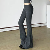 KYLETHOMASW  -  New Style Knitted Casual Pants Low-Waisted Slim-Fitting Boot-Cut Pants Autumn Winter Style Versatile Hot Girl Woolen Pants