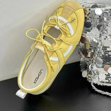 KYLETHOMASW  -  Women Silver Single Shoes Casual Sports Ballet Shoes Genuine Leather Design Sweet Sister Mary Jane  Ballet Training Shoes