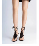 KYLETHOMASW  -  Women's Summer New Coarse High Heels Pinch Toe Fashion Sandals Ankle Strap Sexy Fashion Party Thick Bottom Sandals