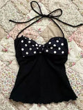 KYLETHOMASW  -  Summer New French Sweet Camis Girl Kawaii Slim Backless Fashion Casual Suspender Top Harajuku Casual Sleeveless Halter Tops