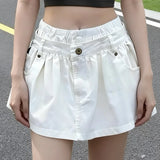 KYLETHOMASW  -  Korean Style Women Patchwork Skirt Detachable High Waist Anti-Exposure A-Line Mini Skirts Spring Summer Casual